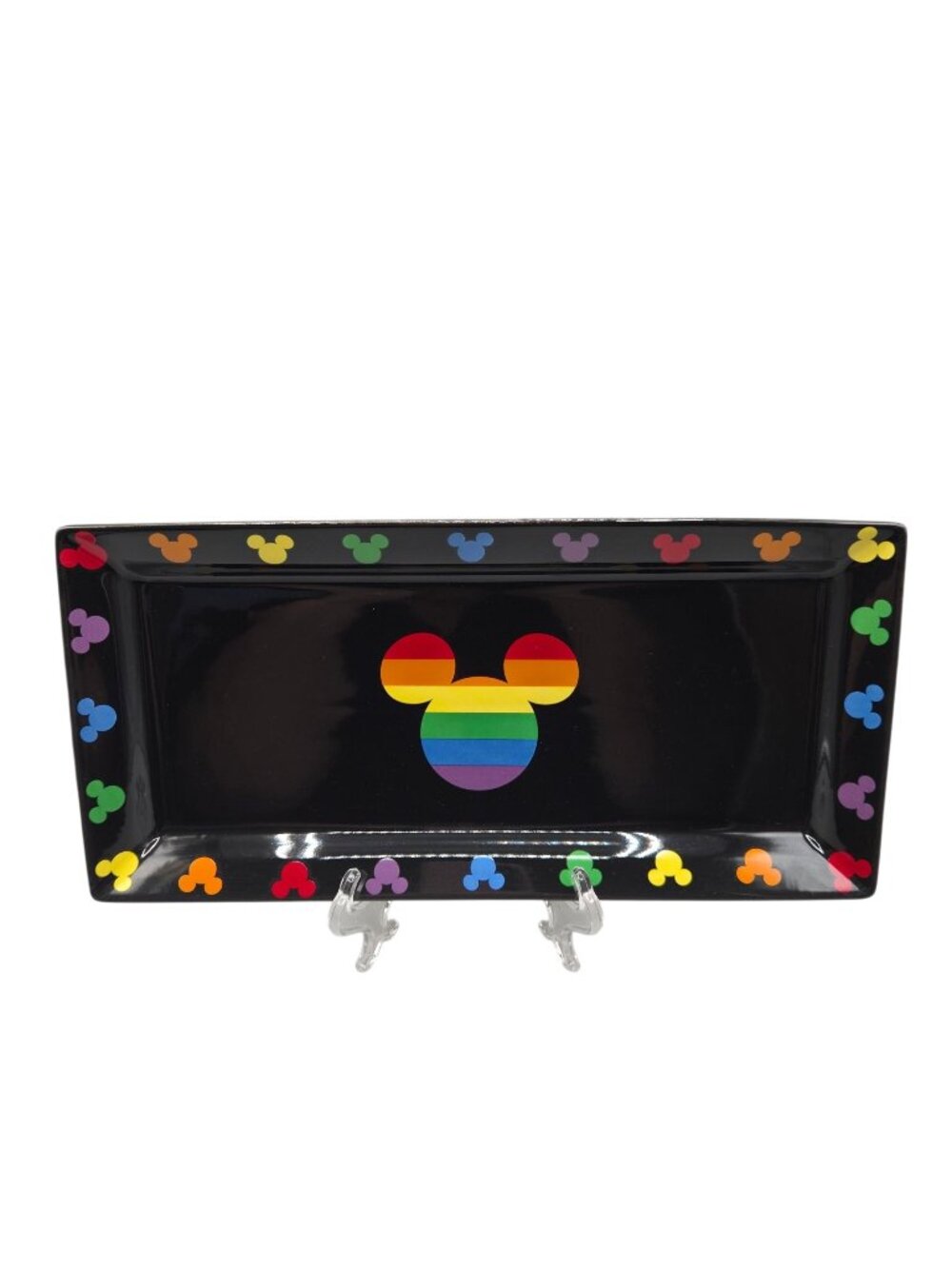 Disney Rainbow Mickey Mouse Rectangular Serving Tray Black Dishwasher Safe